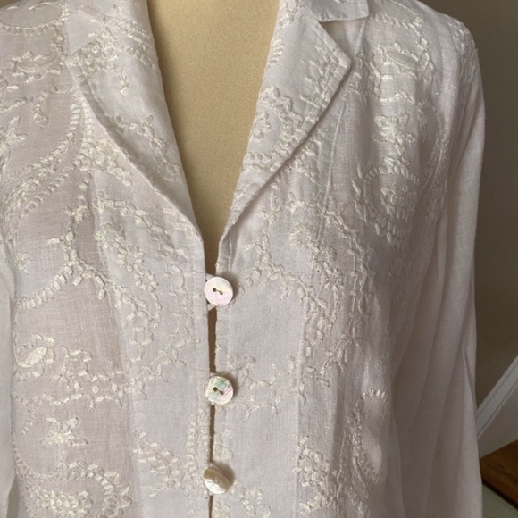 Chico's White Linen Button Down Tunic Small - Picture 4 of 6